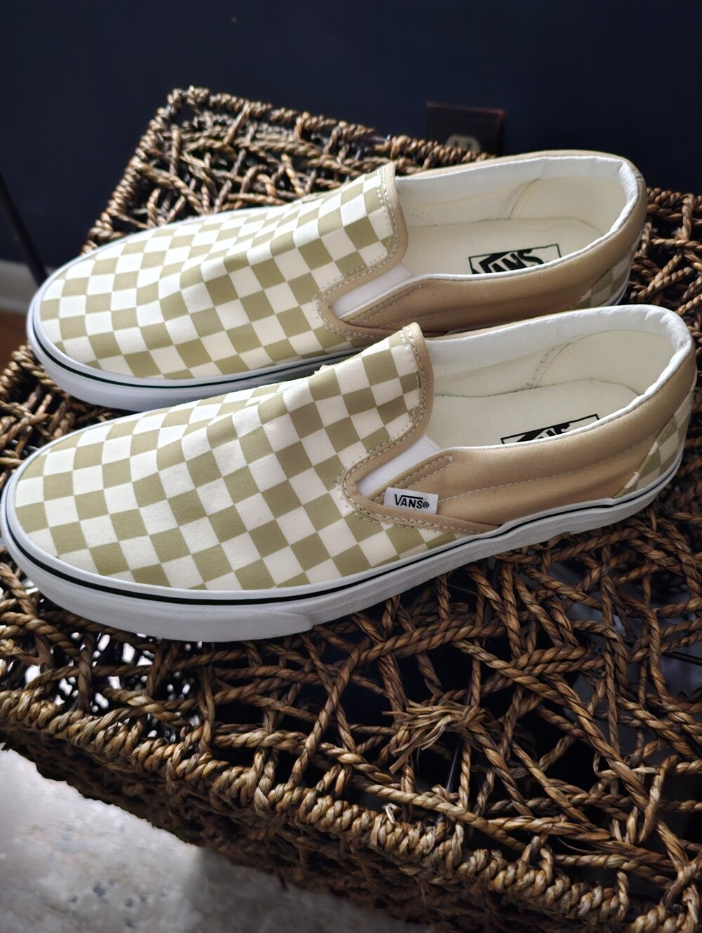 Vans Slip-On Checkerboard Sneakers - Beige & White New Never Worn Size 11 - Picture 3 of 6